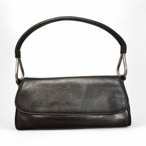 2K Black Leather Shoulder Bag Top Handle Minimalist Handbag Women's